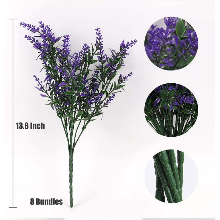 Artificial Plastic Lavender Fake Flowers, 10 Bundles UV Resistant Faux  Hanging Plants, Wedding Spring Easter Indoor Outdoors Flowers Décor, Garden