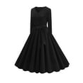 thumbnail image 2 of IDOPIP Women 3/4 Sleeve Velvet Vintage Tea Dress Formal Cocktail Wedding Midi V-Neck Party Dress, 2 of 7