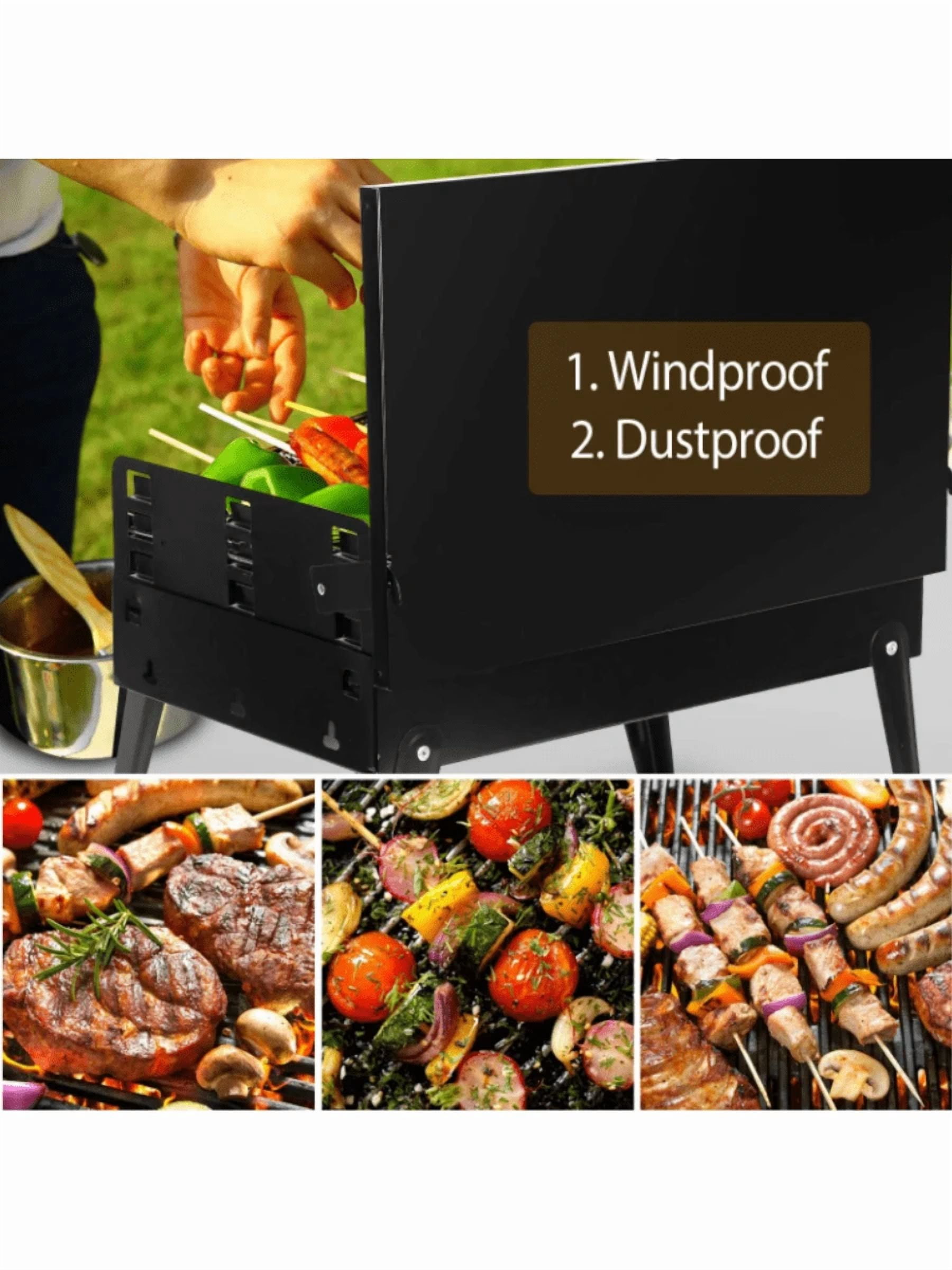 Portable Barbecue Grill Outdoor Mini Barbecue Grill Portable  16.7x10x17.7in Portable Charcoal Grill Foldable BBQ Suitcase Grill Shelf For Outdoor Camping Picnics Garden Grilling Portable Charcoal