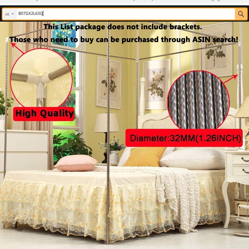 Mosquito Net For Bed 100% Blackout 4 Corner Bed Canopy Easy Home Princess Bed Canopy Curtain For Girl Beds Kids Bedroom,Black,Queen