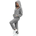 thumbnail image 3 of Womens Textured Tracksuit Sets 2 Piece Sweatsuits Long Sleeve Zip Up Sweatshirt Hoodies and Sweatpants Jogger Pants Trendy Fall Outfits, 3 of 6