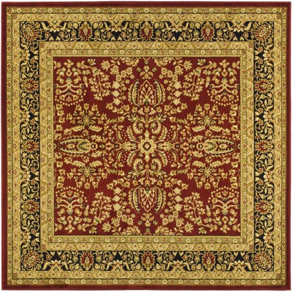 SAFAVIEH Lyndhurst Elizabeth Traditional Floral Area Rug, Red/Black, 10' x 10' Square