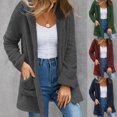 thumbnail image 2 of Cárdigan de Mujer con Capucha Oversize, Ligero, Moderno con Frente Abierto y Forro Polar Sherpa para Otoño Invierno, 2 of 5