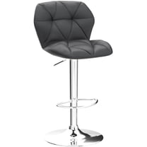 RONG-3 Bar Stools Set of 2, PU Leather Bar Chairs with Backrest, Height Adjustable Swivel Island Stools for Bar, Kitchen Counter,Grey.