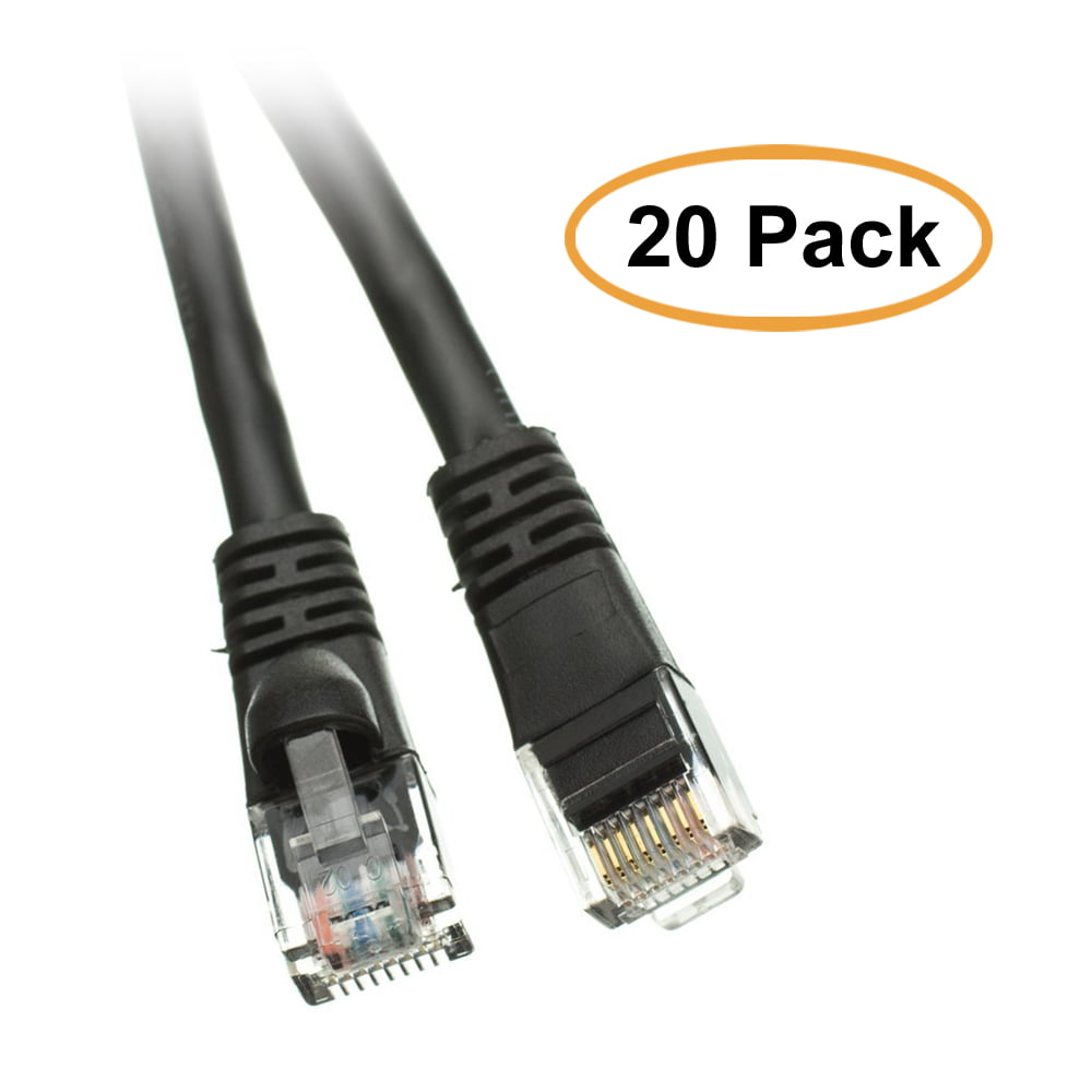 6 Inches Snagless/Molded Boot Cat5e Ethernet Patch Cable ED894797 Black Pack of 20 