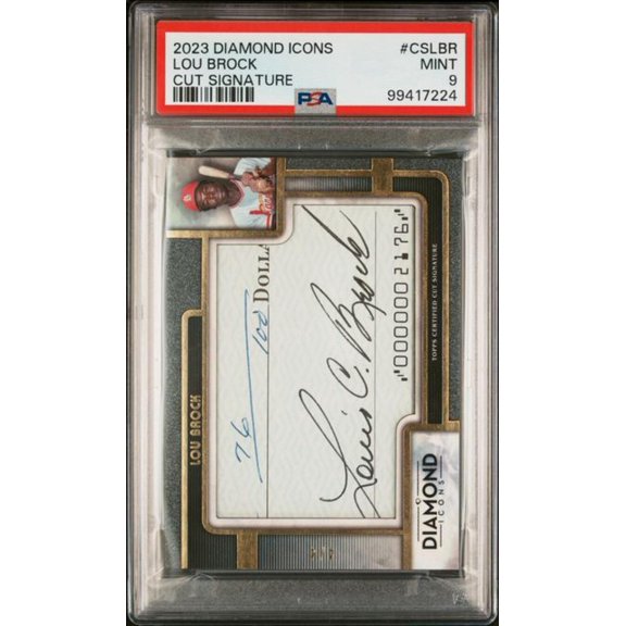 Collectible 2023 Topps Diamond Icons #CSLBR Lou Brock PSA 9 MINT Auto 4/4 St. Louis Cardinals Baseball Card