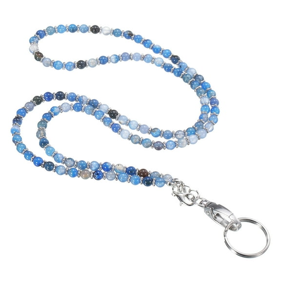 Uxcell 34.6" Teacher Lanyard ID Badge Lanyards with Clips for Women Beaded Lanyard Cute Teacher Gifts Chains Keychains, Blue