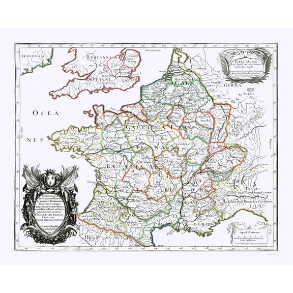 Historic Map - France - Sanson 1641 - 28.47 x 23 - Vintage Wall Art