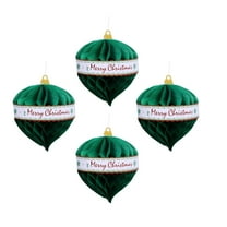 Colcolo Christmas 3D Paper Lantern Hanging Crepe Paper Holiday Decoration Paper Lanterns Green