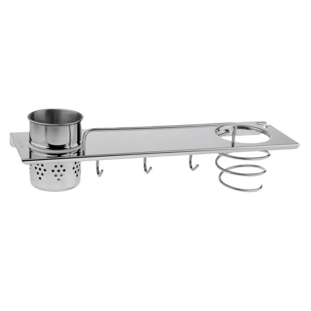 Soporte para Secador de pelo de montaje en pared Shamjiam acero inoxidable con ganchos para tazas 43x14cm shamjiam Secador de pelo en rack