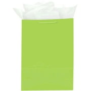AMSCAN Solid Glossy Gift Bag, Pack of 12 Bags Kiwi, Lime Green 9X8X4" - Party Decor Favors Present Wrap