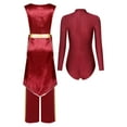 thumbnail image 2 of TSSOE 3pcs Women Liturgical Worship Dance Overlay Dress + Leotard +pants Set Church Choir Performance Burgundy M, 2 of 6