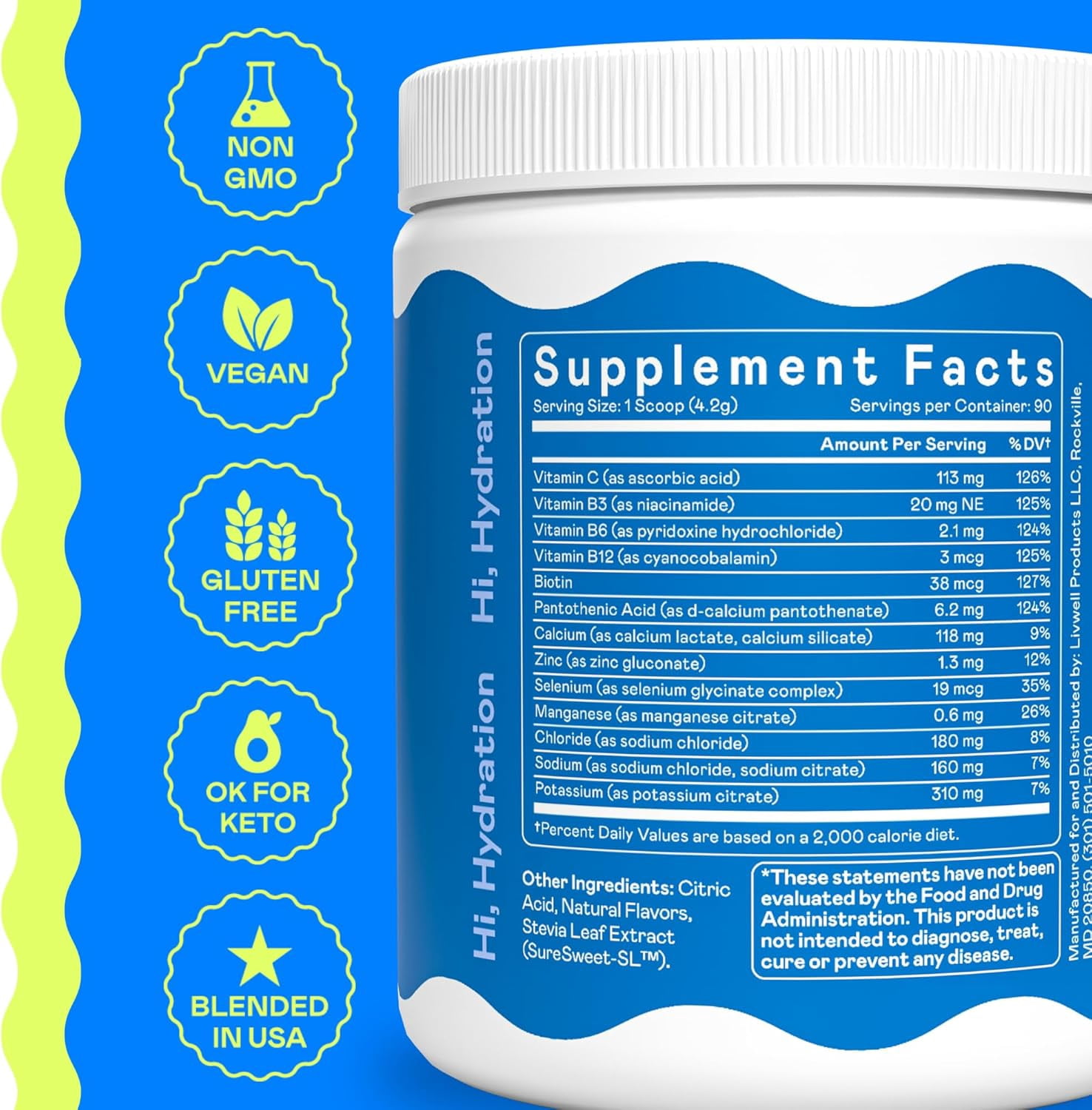 Hi-Lyte Electrolyte Powder Pink Lemonade, Daily Essentials Hydration Drink Mix | 90 Servings