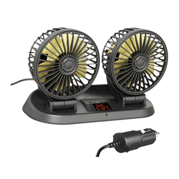 Ventilador de refrigeración para coche genérico de 12/24 V, doble cabezal, potente, silencioso, giratorio, aire portátil Estándar