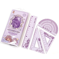 thumbnail image 1 of 4-Piece Flexible Ruler Set - 15cm/6 Inch Plastic Straight Ruler, Triangle Rulers, Protractor for Math & Geometry, Shatterproof & Bendable, School & Office Supplies (Purple), 1 of 5