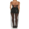 thumbnail image 4 of PENGXIANG Robe Longue à Paillettes pour Femmes Bretelles Spaghetti Été Bandage Dos Nu Maille Transparente Robe de Cocktail Fendue Noire S, 4 of 6