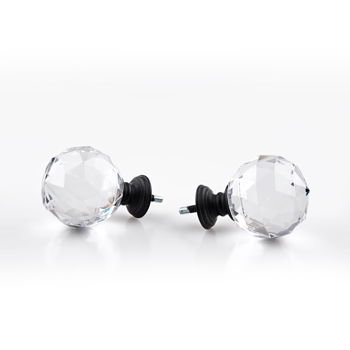 3/4 Inch Diameter Adjustable Curtain Metal Rod with Round Clear Acrylic Ball Finials，48 to 84 Inch
