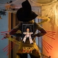 thumbnail image 5 of BNNG Skeleton Screaming Animated Halloween Decorations,Decor Prop with Motion Sensor Activated Halloween, Skull Cage Prisoner Haunted House Decor,Hanging Ghost Red Light Up Eyes Decorations, 5 of 7