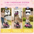 thumbnail image 3 of iYofe 3-in-1 Toddler Push Car for Ages 1-3, Licensed Ford Bronco Ride On Toy with Adjustable Parent Handle, Canopy, Safety Guardrail, Horn & Silent Wheels, Push Car for Toddlers 18-36 Months, Pink, 3 of 8
