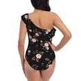 thumbnail image 5 of Picia Flowers Pattern Women's One Piece Swimsuits,One Shoulder Swimwear Asymmetric ,Ruffle Monokinis Bathing Suits,High Waisted Flattering Bathing Suits-Small, 5 of 8