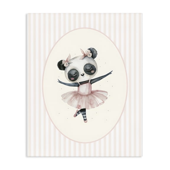 Stupell Industries Cottage Nursery Ballerina Panda Striped Canvas Art, 16 x 20, by LSR Design Studio