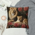 thumbnail image 2 of COMIO Rose Flower Pillow Covers, Animal Lion Print Throw Pillow Covers For Kids Teen Office Sofa Couch Bed Bedroom Decor, Floral Cushion Cases, Modern Decorative Pillow Covers, 2 of 5