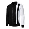 thumbnail image 2 of Alvivi Mens Contrast Color Jacket Casual Stand Collar Long Sleeve Zipper Sweatshirt Outerwear Black S, 2 of 5