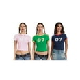 thumbnail image 3 of Michellecmm  Women Short Tops Short Sleeve Crewneck Number Print Cropped T-shirt, 3 of 9