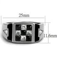 thumbnail image 2 of Mens Ring Checkers Silver Black Stainless Steel Ring with AAA Grade CZ in Jet, 2 of 7