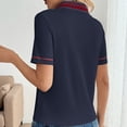 thumbnail image 7 of HongQid Womens Short Sleeve Collared Tops V Neck Button Down Placket Fitted Shirts, 7 of 7