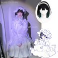 thumbnail image 2 of ALIEN STAGE Young Sua Peluca de disfraz de cosplay Pijamas infantiles Fiesta de Halloween Mujer Linda Peluca verde con degradado en capas negras, 2 of 5