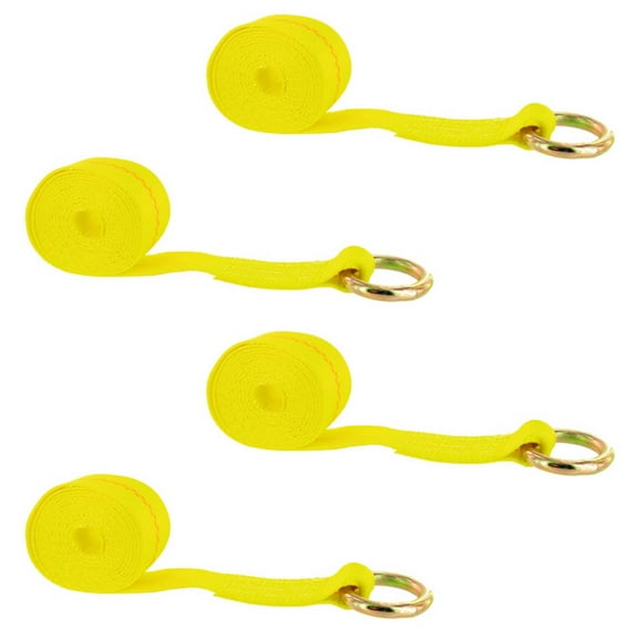 2" x 10' Lasso Strap w/ Round Ring (Yellow) - 4 Pack
