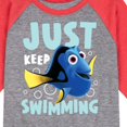 thumbnail image 3 of Finding Nemo - Just Keep Swimming - Toddler And Youth Girls Raglan Graphic T-Shirt, 3 of 6