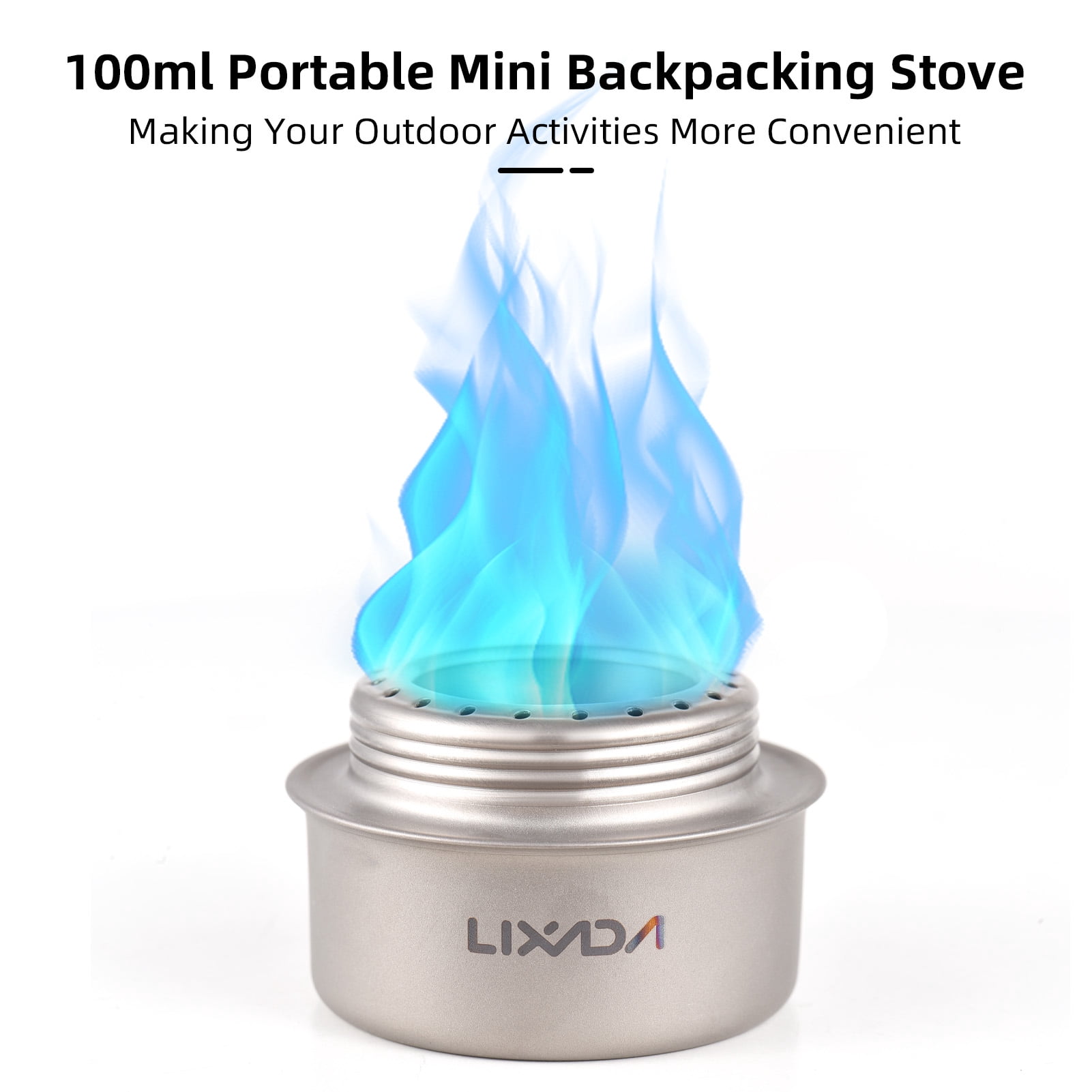 LAZIOEGR Portable Mini Titanium Backpacking Stove Lightweight Alcohol Burner Efficient Camp Cookware for Outdoor Camping Hiking