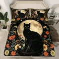 thumbnail image 2 of jejeloiu Pet Animal Cat Twin Sheet Sets,Rustic Farmhouse Cabin Twin Fitted Sheet,Multicolor Floral Flower Flat Sheet For Child,Breathable Home Decor,3pcs, 2 of 7