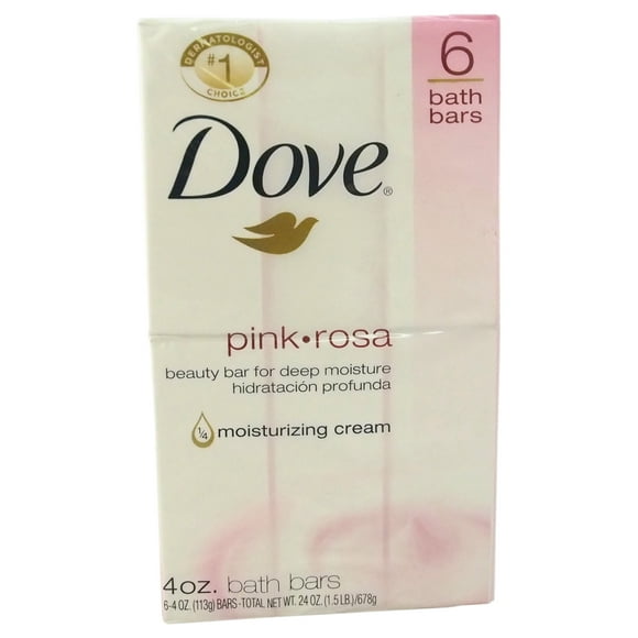 Pink-Rosa Beauty Bars by Dove for Women - 6 x 4.25 oz Soap