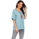 thumbnail image 3 of Blusa informal de manga corta con borlas y bordado bohemio mexicano de verano para mujer, azul claro y grande, 3 of 5