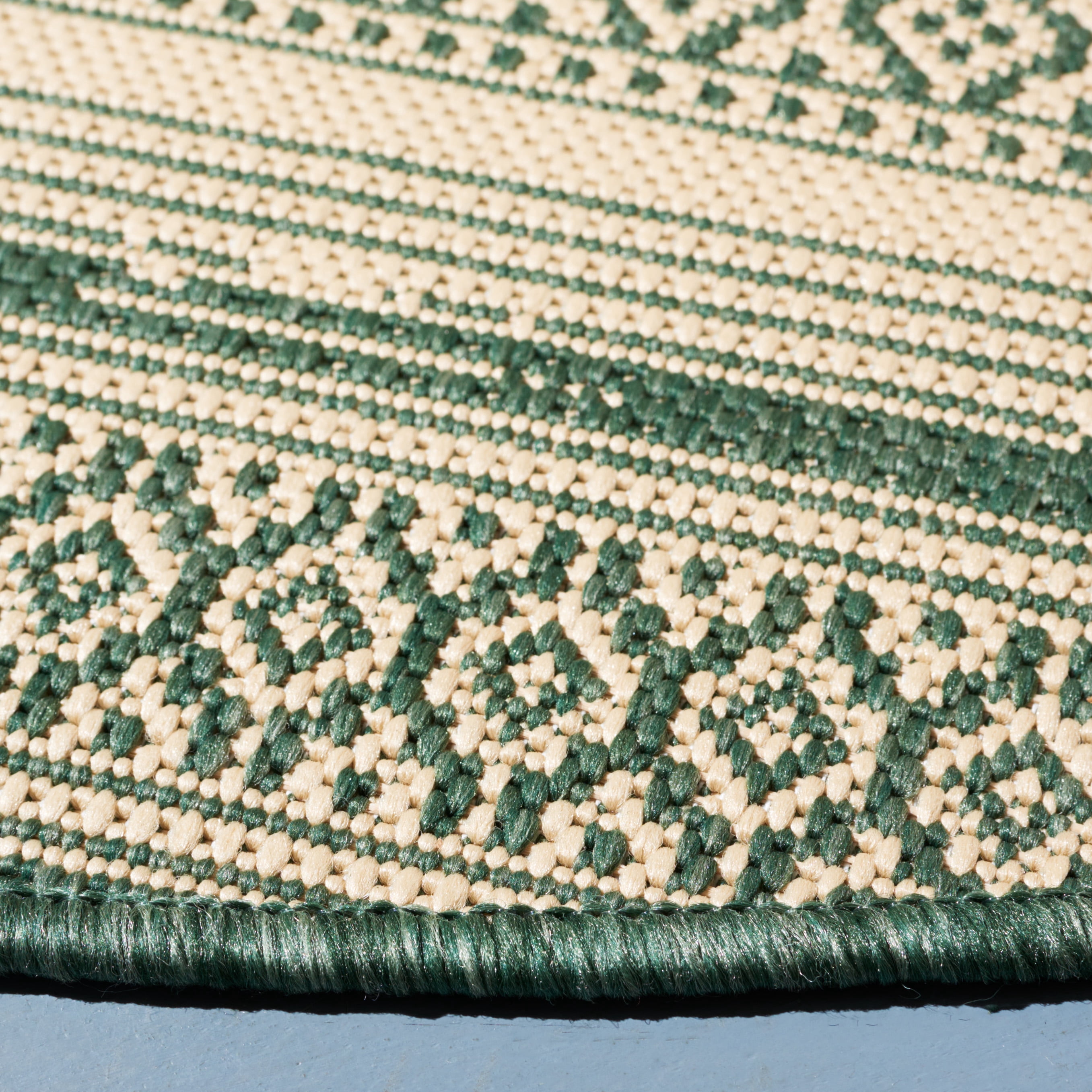 Safavieh Courtyard Galen Striped Indoor/Outdoor Area Rug, Dark Green/Beige, 6'7" x 6'7" Round