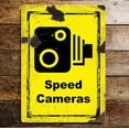thumbnail image 1 of Size: 16" x 12" - Speed Camera Black And Yellow Metal Sign Plaque, 1 of 4
