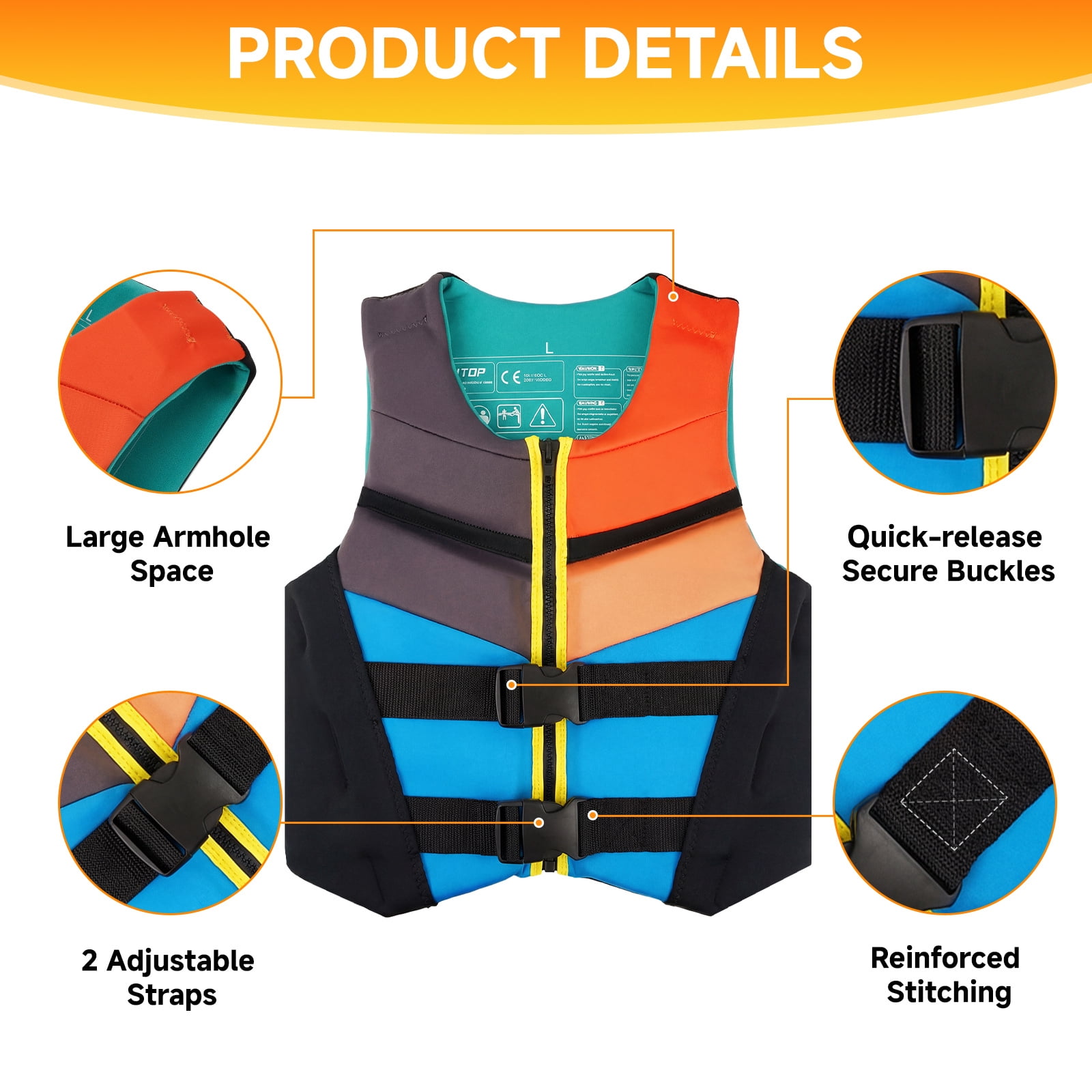 Swim Vest Life Jacket Youth,Adjustable Flotation Buoyancy Swimsuit Trainer Vests,Swimming Aid Jacket,Kayaking Fishing Sailing Watersports,Fit for 50-125 lbs