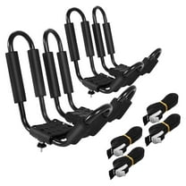 2Pairs Universal Kayak Roof Rack, J-Bar Roof Top with Straps, Foam Pad & Buckles, Mount Crossbar on Van Car for , Boat, Kayak, Canoes, Ski Board