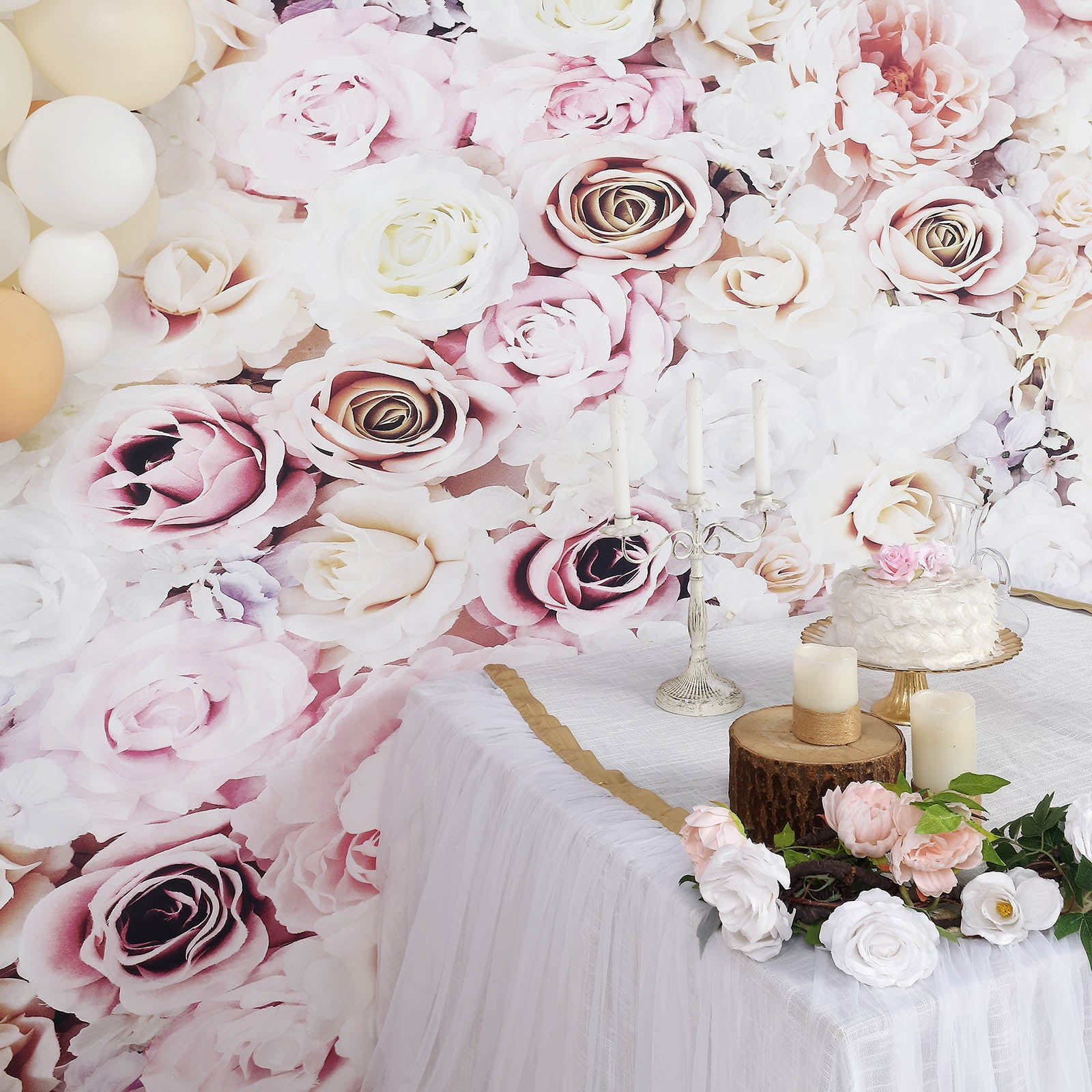 Pink Banner with White and Black Floral Paper Decor Stock Image