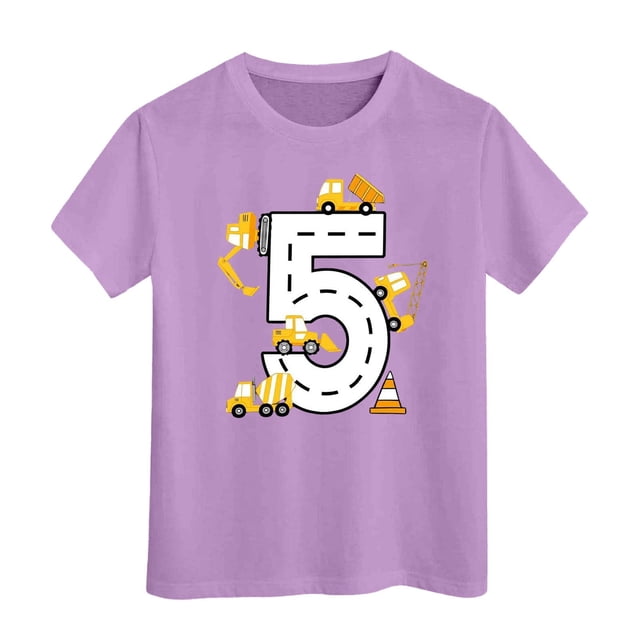 T-shirt pour Garçons Bébé Été Col Rond Manches Courtes Imprimé pour Jouer et Sports Quotidiens Taille 6-7T