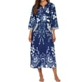 thumbnail image 2 of KISSGAL Women Zipper Front Robes 3/4 Sleeve Housecoat Full Length Loungewear Dress with Pocket Long Nightgown Sleepwear Bathrobes, 2 of 4