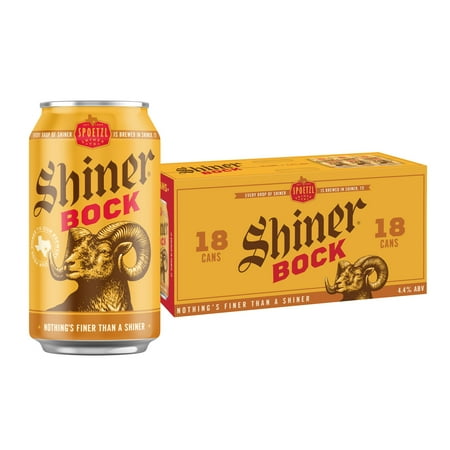 Shiner Bock American-style Amber Lager Craft Beer, 18 pack, 12 fl oz Can, 4.4% ABV