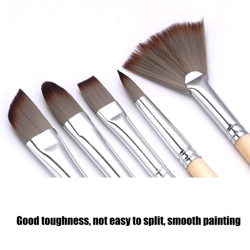 Zeiwohndc 24 Pcs Artist Brushes Nylon Hair Paint Brush Painting Brushes with Cloth Roll