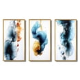 thumbnail image 2 of Designart "Wonders Found Turquoise and Gold Ink Cloud II" Abstract Painting Framed Wall Art Set Of 3 - Turquoise Modern Frame Canvas Set For Living Room Decor, 2 of 6