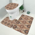 thumbnail image 2 of Orange Ethnic Geometric Pattern Bathroom Rugs Sets 3 Piece,Toilet Cover Set,Absorbent Non Slip Bathroom Mats Sets with U-Shaped Contour Rug Toilet Rug Set, 2 of 5
