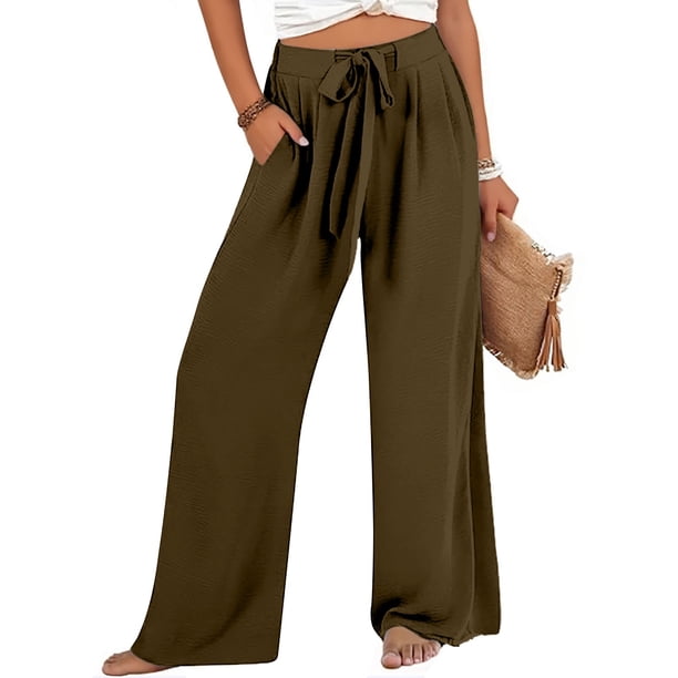 WILLBEST Pantalones Casuales elegantes para Mujer: Diseño de Yoga Elástico, Holgado y de Tubo Recto con Bolsillos de Color y Efecto de Contraste de Color para Mayor Comodidad Diaria. Grande