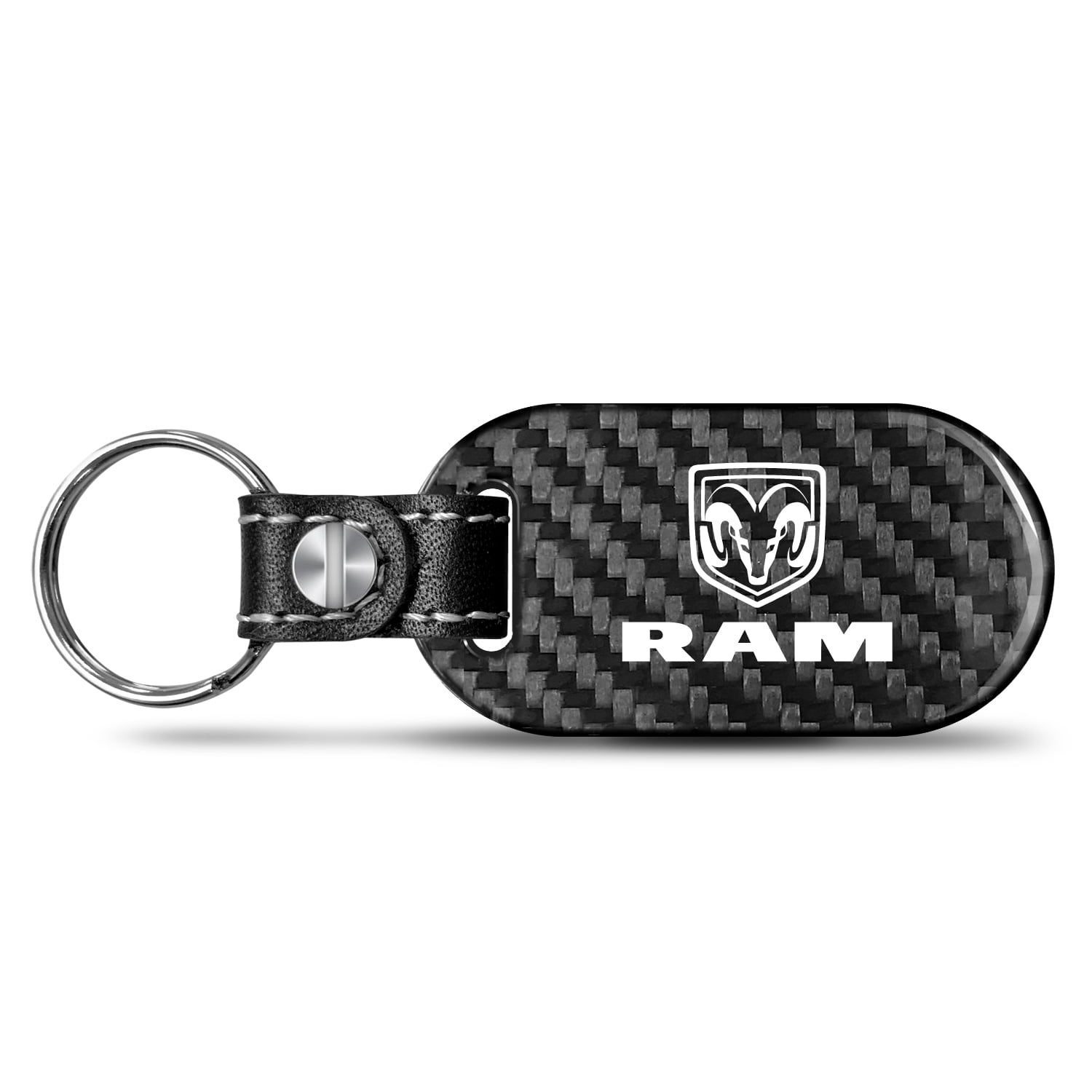 RAM Logo 100% Real Carbon Fiber 3 mm Thick Tag Style Key Chain Keychain